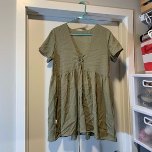 Green V neck Lace dress